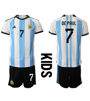Argentina Rodrigo de Paul #7 babykläder Hemmatröja barn VM 2022 Korta ärmar (+ Korta byxor)